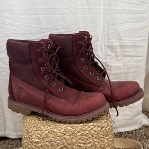 Timberland Dark Red Lace-Up Boots
